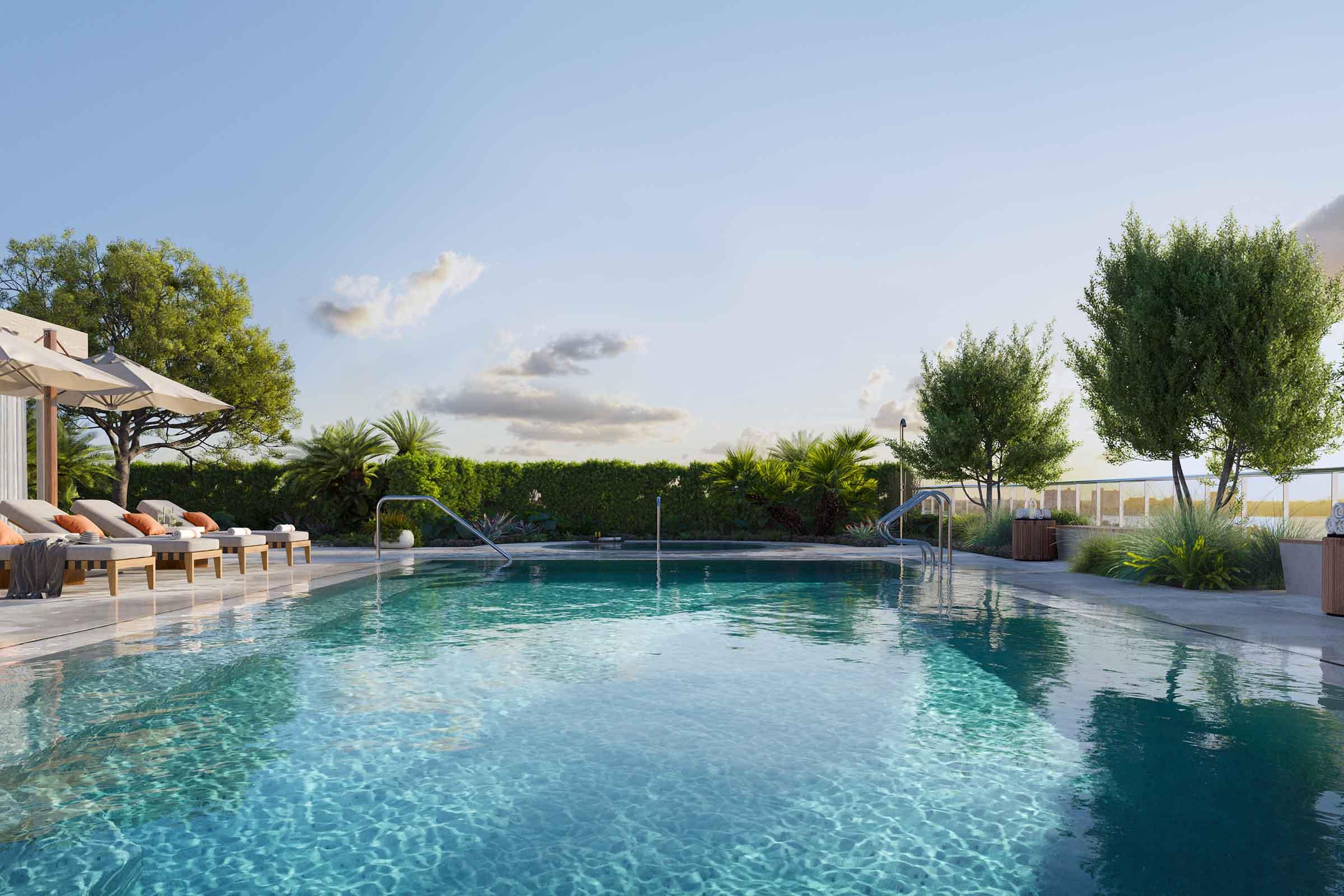 Rendering of THE WELL Bay Harbor Islands Rooftop Pool